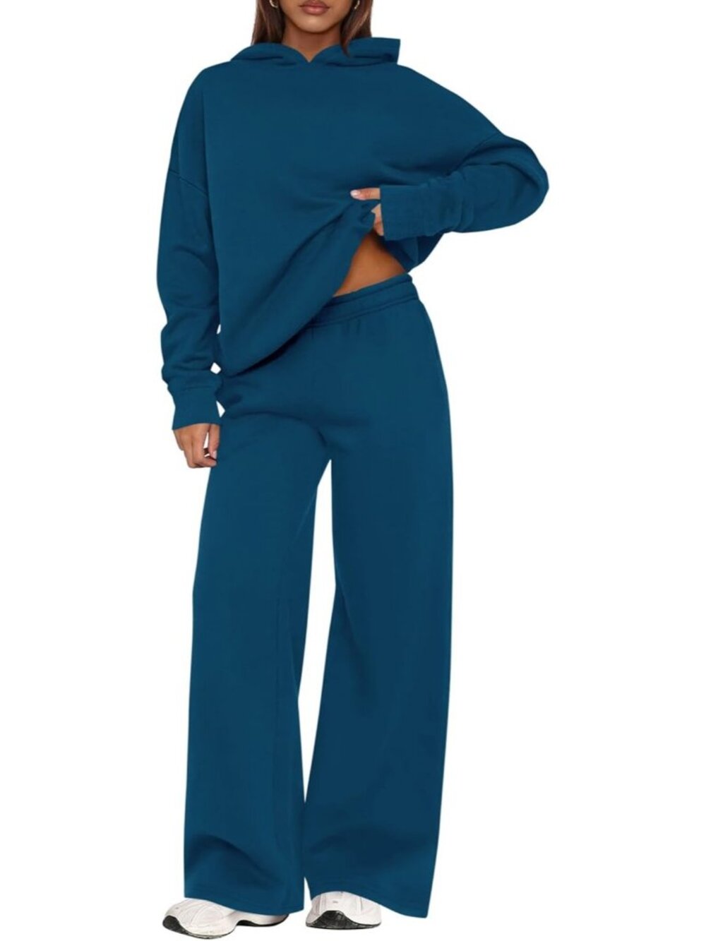 Women's Sweatsuits 2 Piece Sets Dark Blue Casual Long Sleeve Sweatpants Fall
